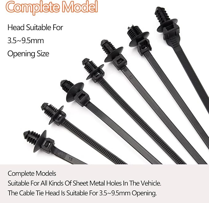 70Pcs Cable Ties Push Mount Nylon Zipper Clips Zip Ties Heavy Duty Plastic Push in Zipties for Car 7 Most Popular Sizes Self Locking Zip Tie Clips