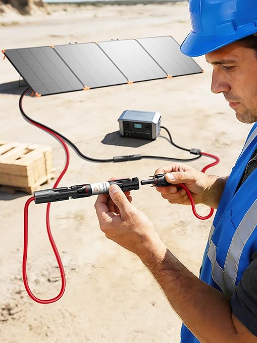 20A Solar in-Line Fuse Holder with 20A 1000V PV Fuse, IP67 Waterproof PV Male/Female Connector for Solar Panel and Charge Controller, Solar Surge Protection