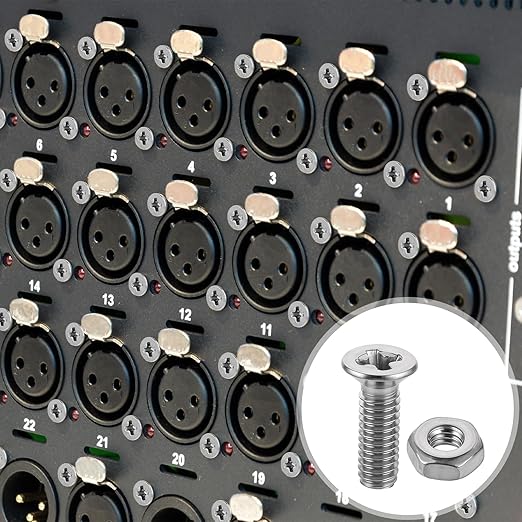 100 PCS D Series Electrical Panel Screws and Nut Kit, M5 X 8 mm Panel Mount Connector Stainless Steel Metal Screw Audio Server Rack Mounts Screws and Nuts for Attaching D-Series Panels Connectors