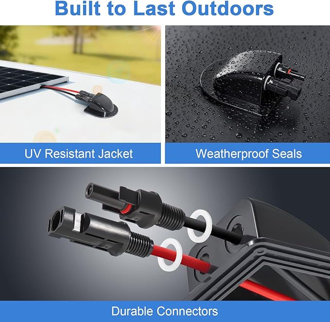 Solar Cable Entry Gland with 10ft 10AWG Solar Extension Cable Compatible with MC4, Weatherproof Roof Cable Entry Housing for RV Camper Van Boat Shed Garage