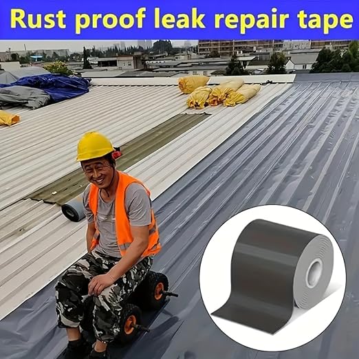 Heavy Duty Industrial roof Waterproof Tape, Suitable for Metal Surfaces, Corrugated Roofs, and Iron Plates - Durable, high-Grade sealant, Industrial roof Maintenance (Gray, 7.874in*393.7in)
