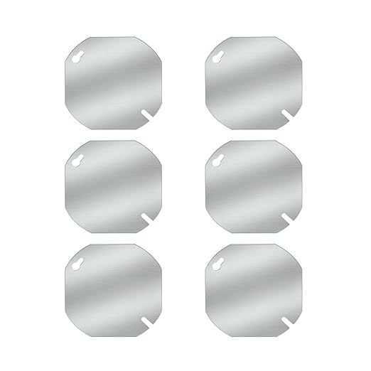 Octagon Electrical Box Cover, 4-Inch,Junction Box Cover，Galvanized Steel, Blank Flat, 6-Pack