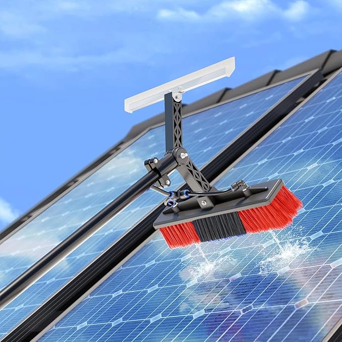 Solar Panel Cleaning Kit, Telescopic Cleaning Brush, Water Fed Pole Kit Adjustable Solar Panel Cleaning Kit Cleaner Tool for Window Glass Roof Outdoor Glass Brush Window Washing(12FT/3.6M)