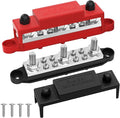Joinfworld Bus Bar 250A 12V Power Distribution Block with 3 x 3/8"(M10) Studs Marine Bus Bar Terminal Block 12 Volt DC Battery Busbar with Cover - Negative&Positive