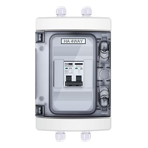 RICH SOLAR 60 Amp Outdoor Circuit Breaker Box 2 Poles Solar Isolator Disconnect Switch DC AC 400V