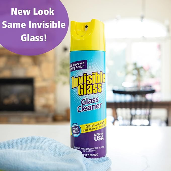 Invisible Glass 91160 Premium Aerosol Glass and Window Foaming Cleaner Spray – Cleans Glass, Windows, Mirrors, Shower Doors, and More – Streak-Free, Ammonia-Free, Tint-Safe – 19 oz
