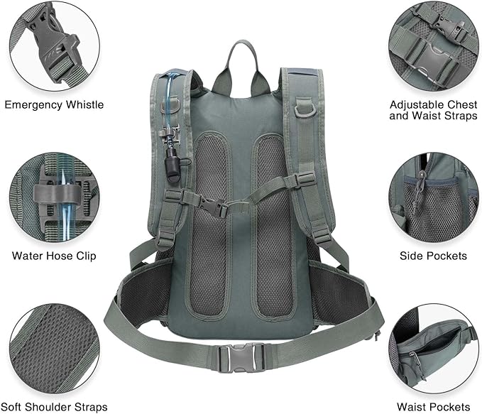 CVLIFE Hydration Backpack with 3L TPU Tactical Water Bladder, 22L Hiking Backpack for Men Women, Heavy Duty Molle Water Backpack with Multiple Compartments for Cycling Running Hunting Camping