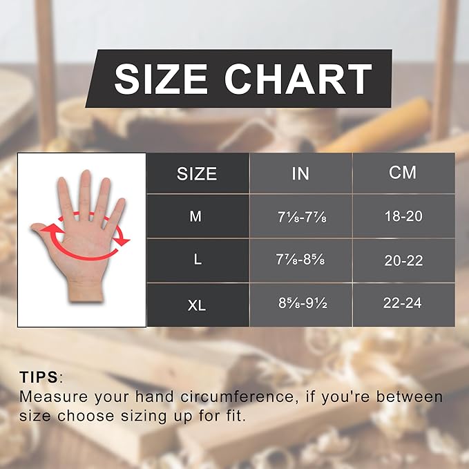 HANDLANDY Fingerless Work Gloves for Mens & Women, Uwrist Half Finger Shock-Absorbing Breathable Glove
