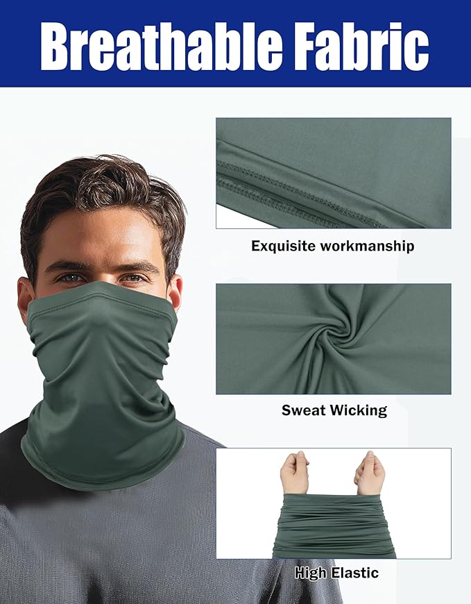 JHYWELL Cooling Neck Gaiter Face Mask, UV Protection Masks Gator, Windproof Bandana for Skiing, Fishing, Hiking, Cycling