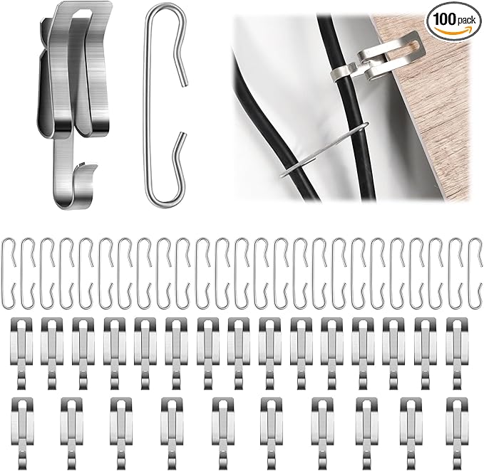 100PCS Heat Cable Roof Clips,Gutter Heater Cable Clips Roof De-Icing Heat Cable Clips and Spacers Kit Roof Clips Gutter Cable Fixing Hooks for Installing Heat Tape(50 Clips + 50 Spacers)