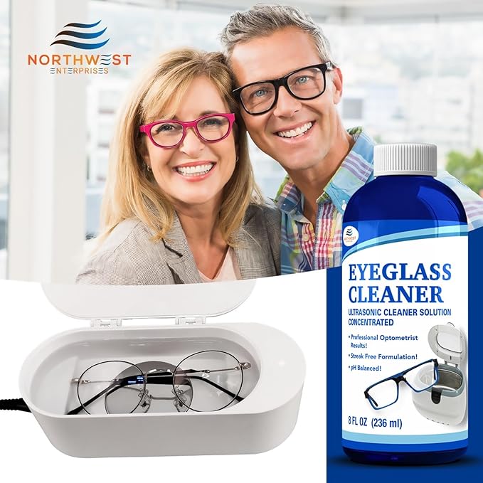 NORTHWEST ENTERPRISES Ultrasonic Eyeglass Cleaner Solution. Concentrated Ultrasonic Glasses Cleaner for use in Sonic and Ultrasonic Machines. (1)