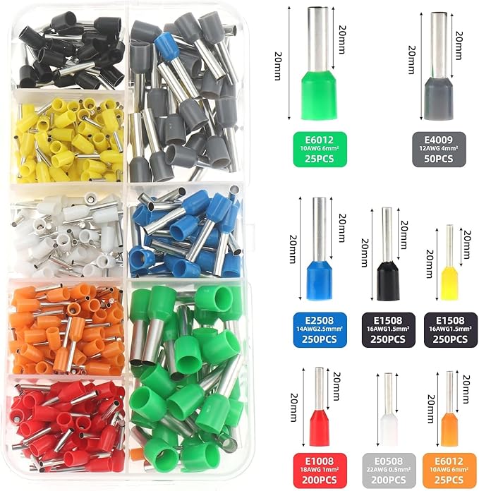 401PCS Ferrule Crimping Tool Kit, AWG23-7 Self-adjustable Ratchet Wire Crimping Tool Kit Crimper Plier Set with 400PCS Wire Terminals Crimping Connectors Wire End Ferrules Terminals