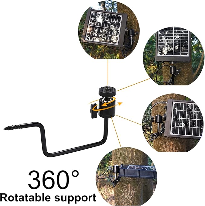 2pcs Trail&Game Camera Accessories Hunting Cam Tree Mount Wall Holder Stand, 1/4''-Inch Universal Fishing & Solar Panels Accessories Multifunctional Metal Bracket (Black)
