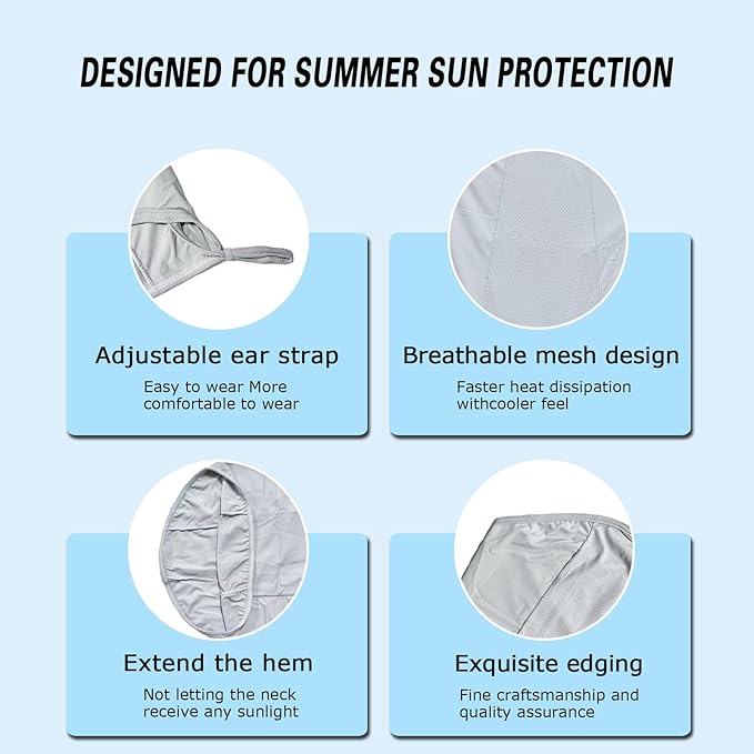 UPF 50+ Face Mask for Women & Men - Ice Silk Cooling Full Face Cover, Breathable Sun Protection Neck Gaiter