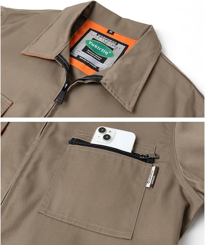 Men's Coveralls Mechanic Work Jumpsuit Multi Pockets Overalls Long Sleeve Workwear Coverall