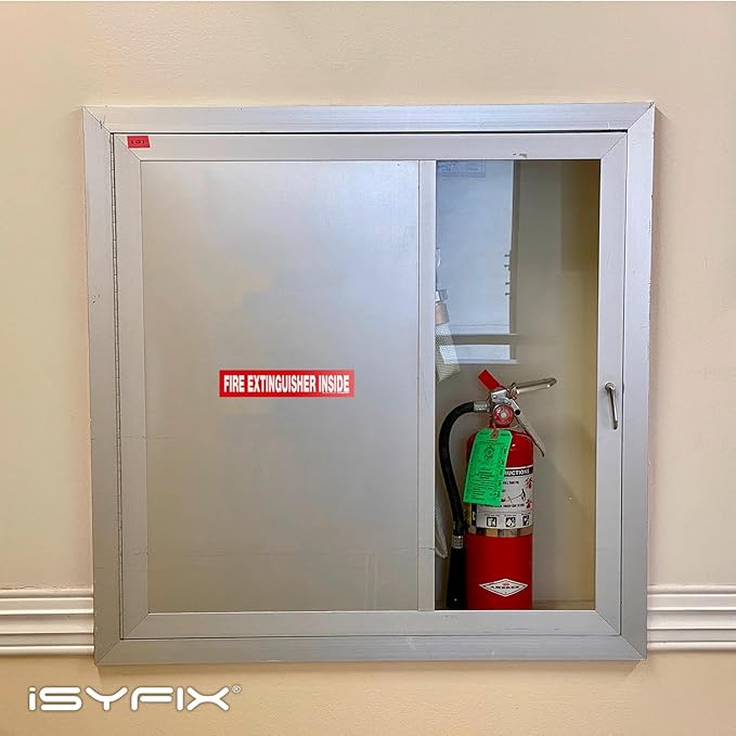 iSYFIX Fire Extinguisher Inside Sticker Sign – 10 Pack 9x1.7 Inch – Self-Adhesive Reflective Vinyl Decals, Laminated UV, Weather, Scratch, Fade Resistance, for Cars, Trucks, Trailers & Vehicles