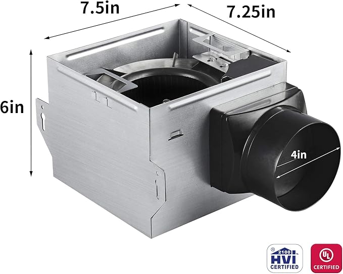 Tech Drive Very Quiet Bathroom Exhaust Fan - 80 CFM, 1.5 Sone, No Attic Access Needed, Energy Star Certified, Easy to Install,4-Inch Duct, Ceiling Mounted for Bathrooms Up to 85 Sq. Ft