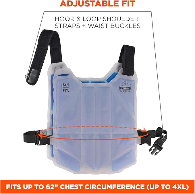 Ergodyne Chill-Its 6210 Phase Change Lightweight Cooling Ice Vest, Cooling Relief for All Environments, Cooling Towel Included