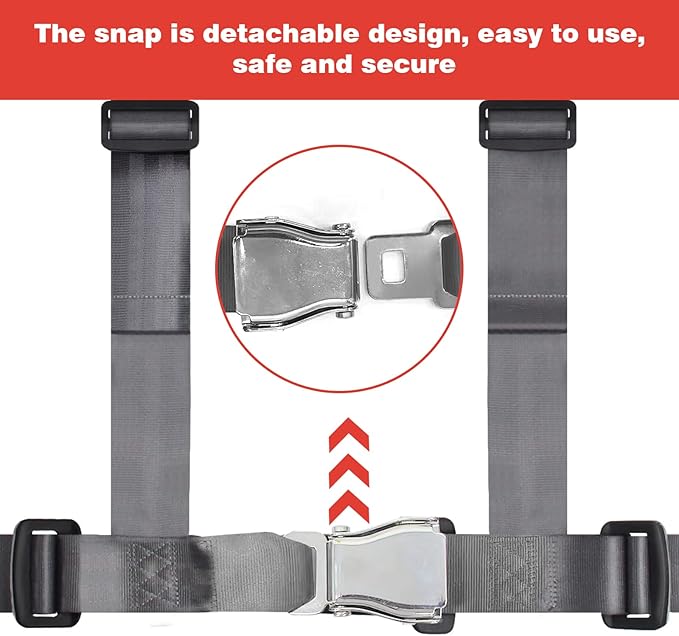 Yakitoko Universal 4 point Safety Harness Set 2" Fits Go Kart,UTV,ATV,Racing Gray