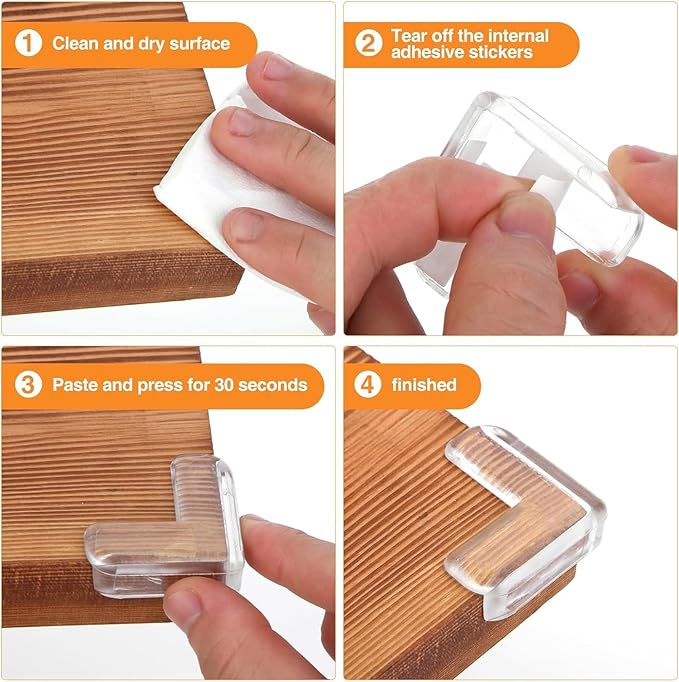 Corner Protector, Baby Proof Furniture Corner Guards, Safety Bumpers & Cushion to Cover Sharp Furniture & Table Edges,Clear and Transparent,Pre-Taped (12 Count L-Shape(Park of 1))