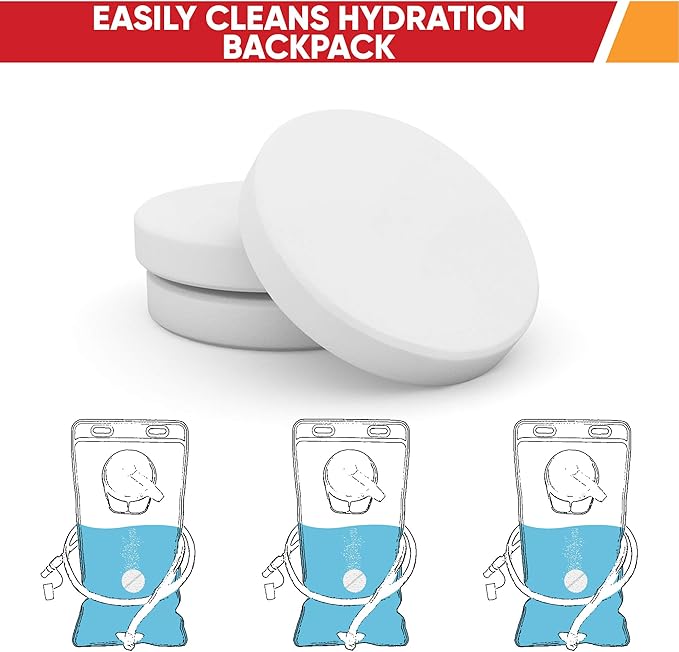 Hydration Backpack Cleaning Tablets - (90 Tablets) Great for Reservoir Pack or Hydration Bladder, Individually Packed, Quickly Removes Stubborn Stains & Odors (3)