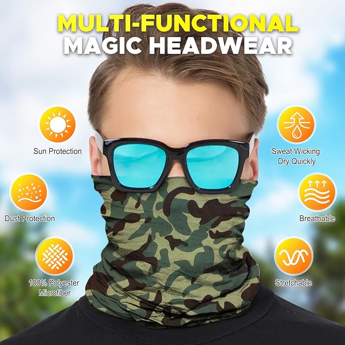 JOEYOUNG Headwear, Bandana, Neck Gaiter Head Wrap Headband Balaclava Magic Scarf
