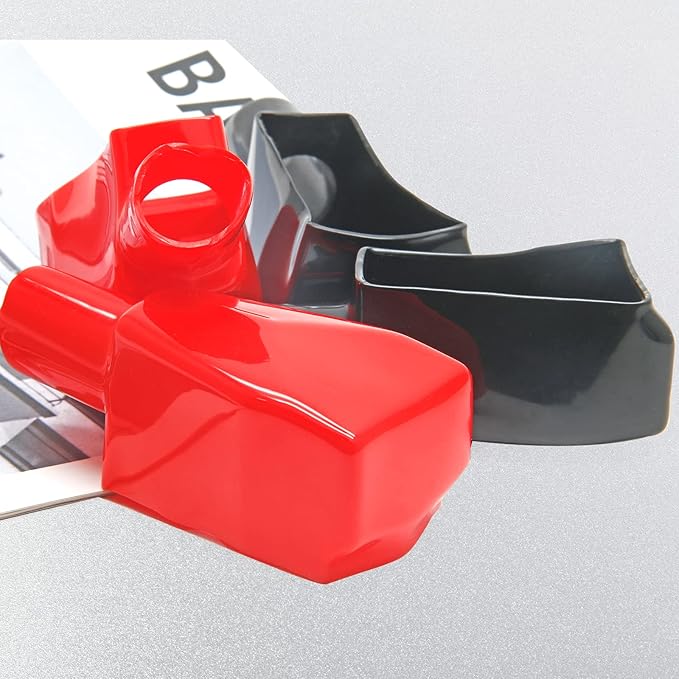 2 Pcs Battery Terminal Covers, Positive and Negative Battery Terminal Insulating Protector Sleeves in Red and Black for Cars