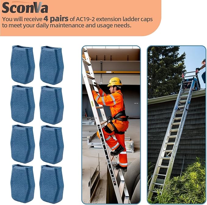 4 Pair AC19-2 Extension Ladder Covers Replacement for Werner Extension Ladder, Ladder End Caps Fits for Most Werner Ladders Except 500, D500, D7136-2, D7140-2 & MT Series