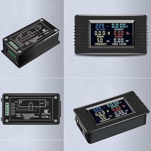 AC Current Voltage Amperage Power Energy Meter AC 80~260V 100A Color LCD Digital Display Ammeter Voltmeter Multimeter with Split Core Current Transformer CT Multi-Function Power Monitor