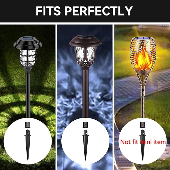 8 Pcs 5.3 Inch Solar Light Stakes Landscape Light Stakes Metal Replacement Spike Stakes for Garden Pathway Yard Ground Lights Patio Lamps Pole Umbrella Outdoor