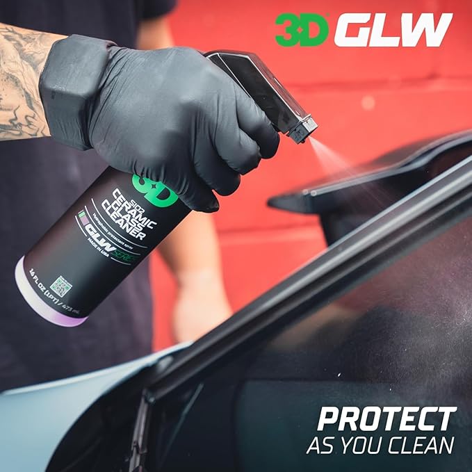 3D SiO2 Ceramic Glass Cleaner 1 Gallon – Hydrophobic Car Glass Cleaner with Rain Repellency – Optical-Grade Clarity, Streak-Free Shine & Ceramic Protection – Auto Detailing Spray – Made in USA