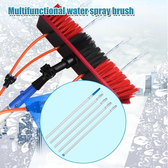 High Altitude Glass Window Cleaning Brush，Water Fed Pole Kit, 3-in-1 Aluminum Outdoor Window Cleaner,Cleaning Tool for Solar Panel，for Solar Panel, High-Altitude Clean(55cm/21.6in,6m/19.6ft)