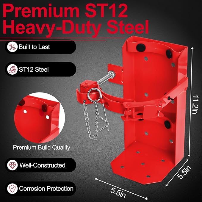 Fire Extinguisher Mount for 5 lb & 10 lb Extinguishers, Heavy Duty ST12 Steel Holder for Truck, Boat, Garage & Wall Mount, Rust-Resistant Powder Coated, Replacement for Amerex 809