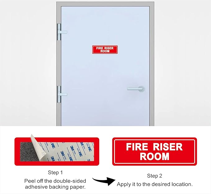 Fire Riser Room Sign – Made from Premium Durable Acrylic Material, Super Strong Self-Adhesive, Quick Installation, Perfect for Your Business and Home (9x3 Inches, Red)