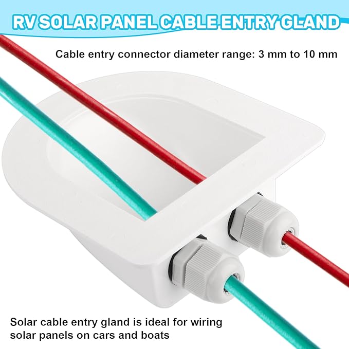 Waterproof ABS Solar Dual Cable Introduction Gland Box, Suitable for Double Cable Waterproof Protection Shell of Solar Panels in RVs, Boats, Roofs, and Engine Rooms 2 Pack (White)