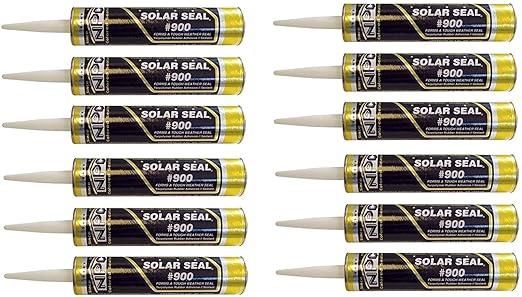 NPC #900 Solar Seal 3 Pack - Metal Roofing Flashing/Panels, Vinyl and Fiber Cement Siding, Fiberglass, Cedar, Brick & Masonry, Sky Lights, Sun Rooms, Truck RV Trailers, Flashing (12, Black)