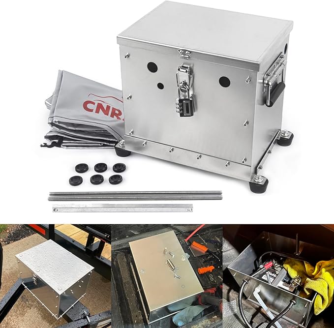 Aluminum Battery Box Relocation Kit Universal RV/Trailer Battery Box Outdoor With Waterproof Cover(Group 24)