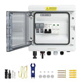 1 in 1 Out Solar Combiner Box,PV Combiner Box with 20A PV Fuse,DC 20A Circuit Breaker and Surge Protector,IP65 Solar Disconnect Switch Box for Indoor Outdoor Solar Panel System (1 in 1 Out 20A 500V)