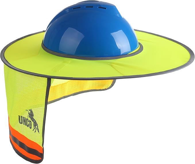 UNCO- Hard Hat Sun Shield, 4 Pack, Yellow, Full & Standard Brim Mesh Sunshade High Visibility Reflective, Hard Hat Accessories