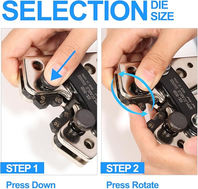 Solsop Battery Cable Crimper Tool for AWG 10, 8, 6, 4, 2, 1/0 Gauge Electrical Lug, Battery Lug Crimping Tool with 60PCS Copper Wire Lugs and Heat Shrink Tubing, Cable Cutter