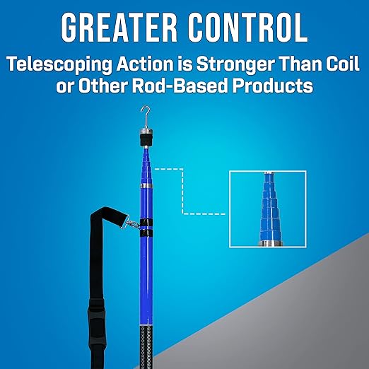Jonard Tools RDT-18K - 18 ft Telescoping Extension Pole - High-Density Fiberglass and Enamel Coating, Includes C Hook, K Hook, Adapter, Strap, and Carrying Pouch