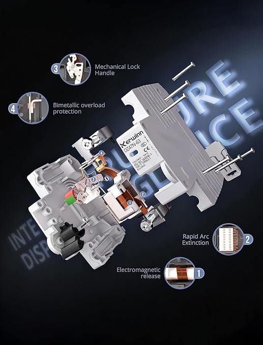 AC Miniature Circuit Breaker 2 Pole 20A (MCB),120V/240V 50/60Hz DIN Rail Mount Breaker, Compatible with Grid-Tied Solar Systems, RV & Home Circuits(C20A)