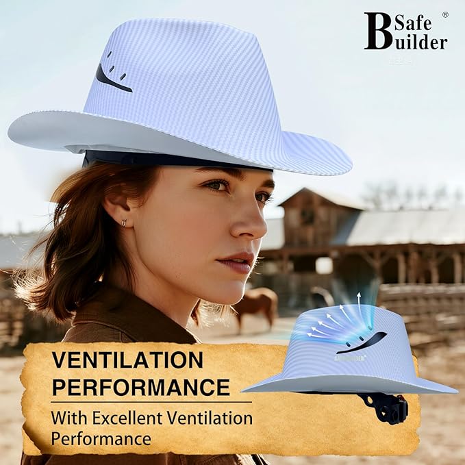 Cowboy Style Hard Hat Class C Safety Helmet Vented Full Brim Hard Hats Work Safety Helmet for Men and Women Outdoor,Industrial,Construction Head Protection- ANSI Approved