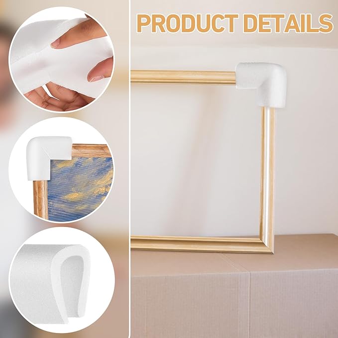 Frienda 24 Pcs Foam Corner Protectors for Moving Mirror TV Box Frame Edge Protection Corners for Pictures Photo Shipping Packaging Holiday Gift Wrapping
