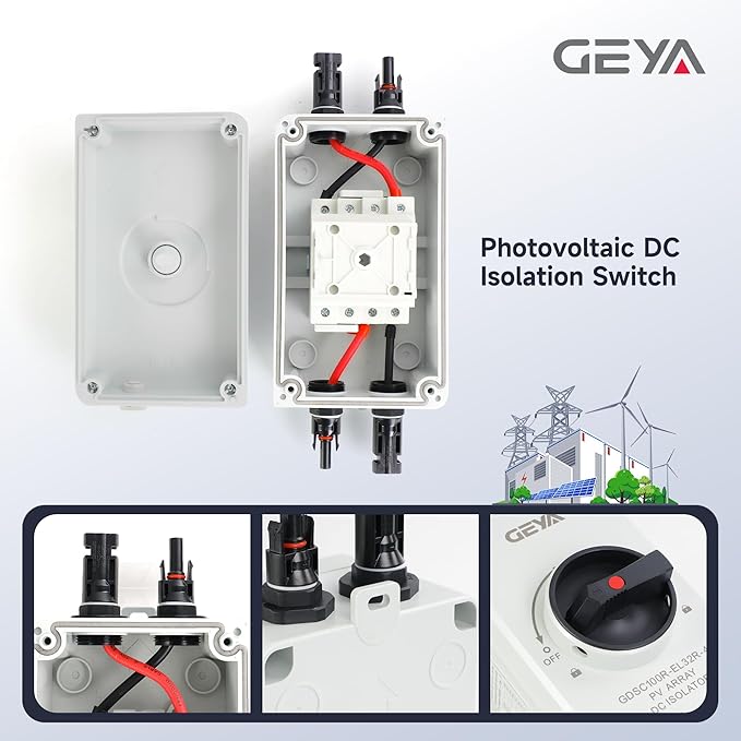 32 Amp DC1200V Solar Disconnect Switch Isolator Switch with IP66 Waterproof Enclosure PV Panel Disconnect On-Off for Solar Systems