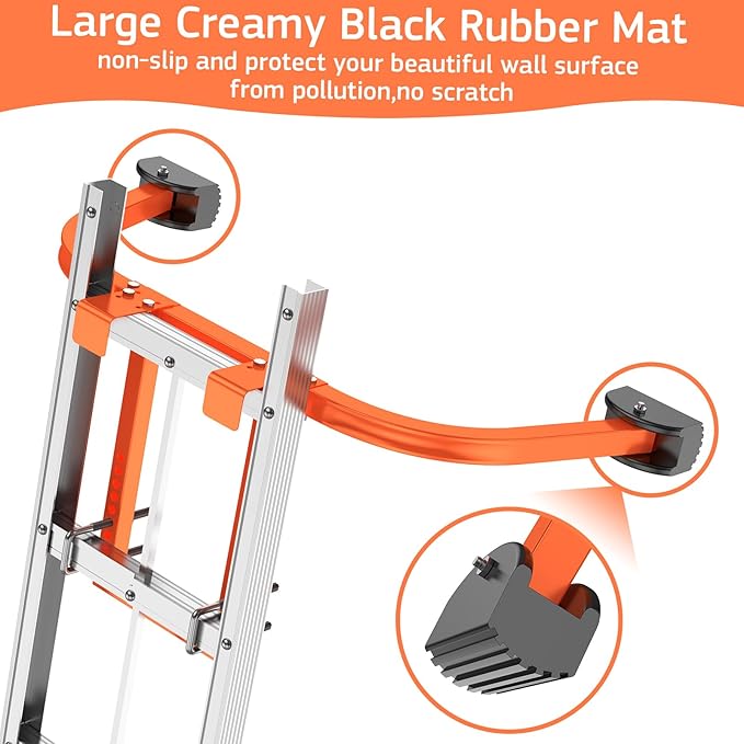Ladder Stabilizer, [Heavy Duty] Ladder Stabilizer Accessory with Wing Span/Wall Extension - Secure and Stable Ladder Standoff Arms for Roof Gutters with Non-Slip Rubber Bottom pad