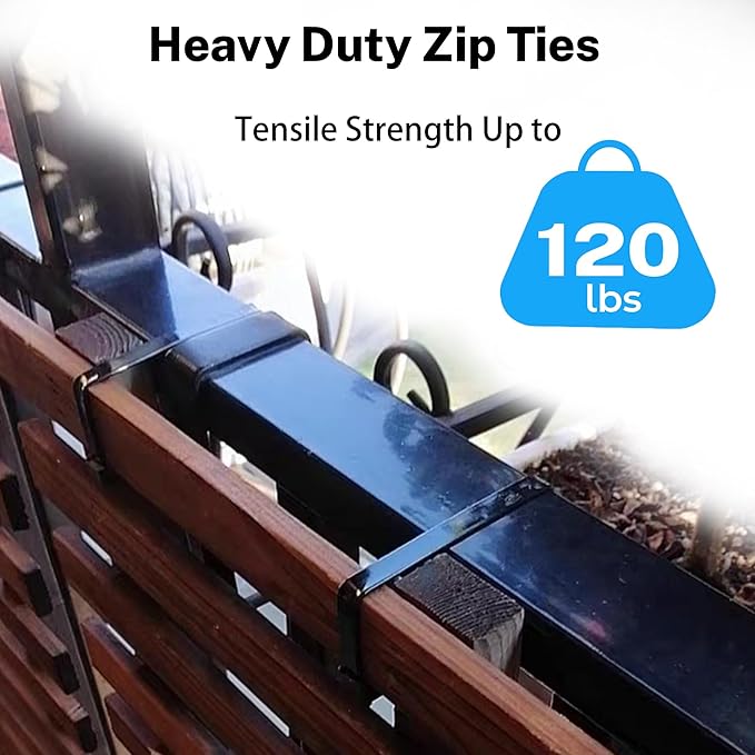Large Zip Ties Heavy Duty Outdoor 24 inch 100 Pack, Black Long Cable Ties with 120 lbs Tensile Strength, Industrial Strong Zip Cable Ties Nylon Zipties for Outdoor Indoor Use