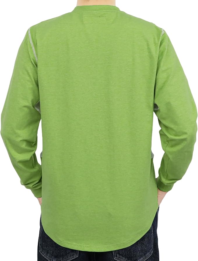 BOCOMAL FR Shirts for Summer Breathable Vented Design 6oz Heather Jersey Flame Resistant Long Sleeve Crew T Shirt