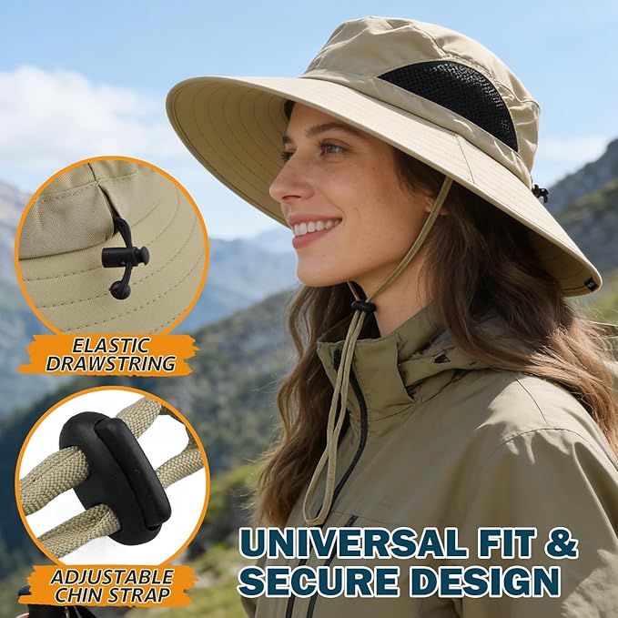 EINSKEY Wide Brim Sun Hat, UPF 50+ UV Protection Waterproof Packable Bucket Hat for Men & Women, Fishing Hiking Beach Garden