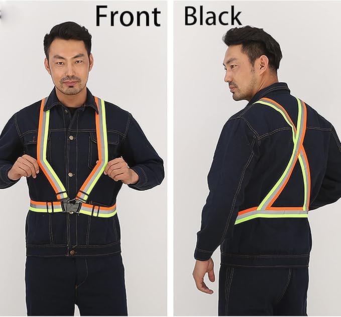 Reflective Safety Vest 2pcs - High Visibility Vest Adjustable Straps for Outdoor Jogging, Cycling, Walking and Riding